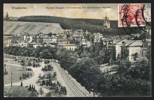AK Wiesbaden, Nerotal-Anlagen, Neroberg, Griechische Kapelle
