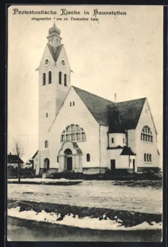 AK Haunstetten, Protestantische Kirche, eingeweiht 12. Dezember 1909