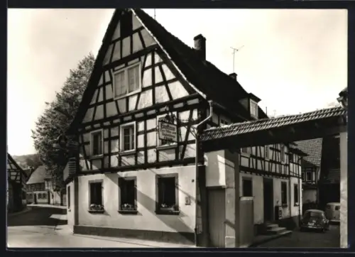 AK Dörrenbach /Pfalz, Gasthaus Zum Alten vom Stäffelsberg, Inh. Hans Jürgen Portner, Fachwerkhaus
