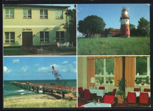 AK Kühlungsborn-Ost, Hotel-Pension Zur Traube, Strandstrasse 49, Leuchtturm, Seebrücke, Speiseraum