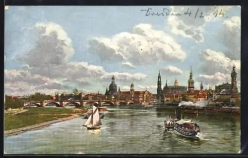 AK Dresden, Altstadt, Blick von der Marienbrücke