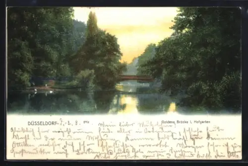 AK Düsseldorf, Goldene Brücke im Hofgarten