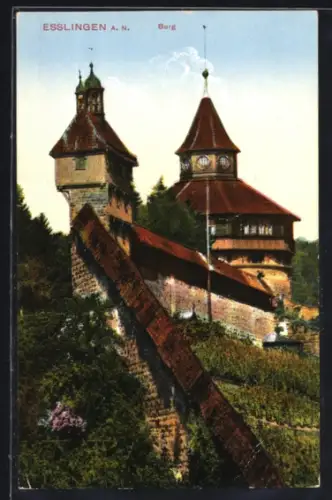 AK Esslingen a. N., Burg mit Mauer