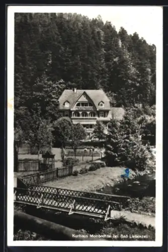 AK Bad Liebenzell, Kurhaus Monbachtal mit Brücke