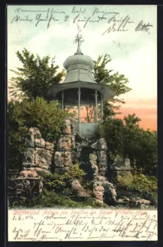 AK Dortmund, Anlage am Pavillon im Kaiser Wilhelm-Hain