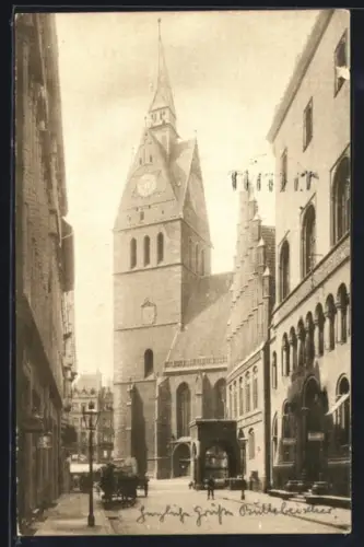 AK Hannover, Marktkirche mit Strasse