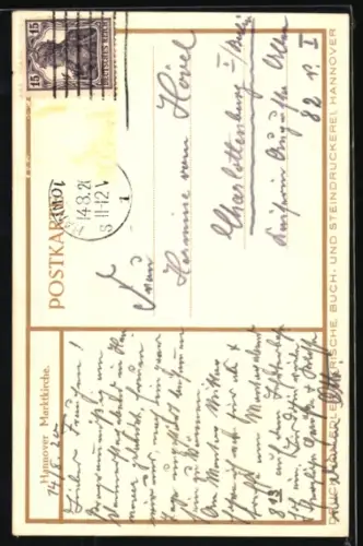 AK Hannover, Marktkirche mit Strasse