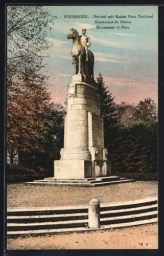 AK Wiesbaden, Nerotal mit Kaiser Nero Denkmal