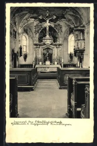 AK Halbmeile /Deggendorf, Redemptoristenkloster, Innenansicht der Wallfahrtskirche