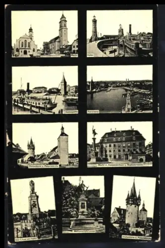 AK Lindau, Markt, Hafen, Diebesturm u. Peterskirche