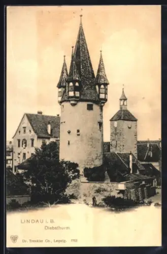 AK Lindau i. B., Diebsthurm aus der Vogelschau