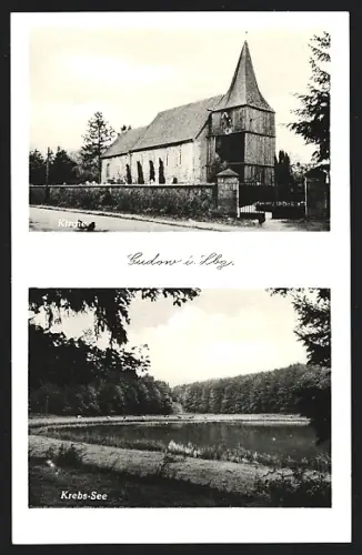 AK Gudow i. Lbg., Kirche, Krebs-See