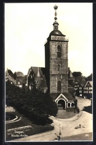 AK Siegen, Nicolai-Kirche aus der Vogelschau