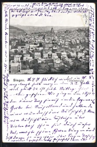 AK Siegen, Totalansicht aus der Vogelschau