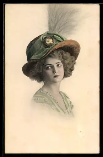 AK Bezauberndes Fräulein mit Hut