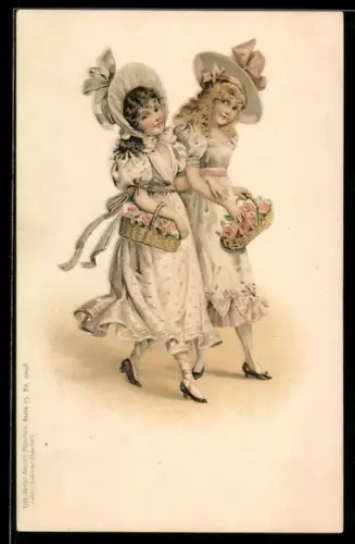 AK Mädchen mit Hut beim Spaziergang