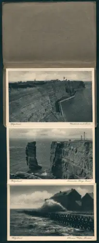 Leporello-AK Helgoland, Konzertpromenade vor dem Kurhaus, Hafen mit Dampfer Roland, Falm mit Fahrstuhl