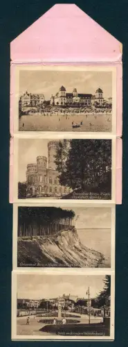 Leporello-AK Binz a. Rügen, Kurhaus und Strandschloss, Jagdschloss Granitz, Strandpartie