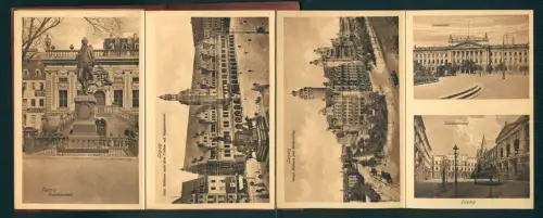 Leporello-AK Leipzig, Hauptbahnhof, Zoologischer Garten, Neues Theater am Augustusplatz