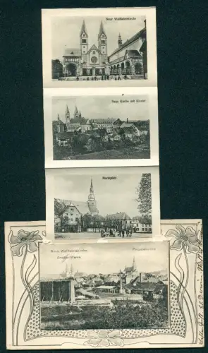 Leporello-AK Werl i. W., Neue Wallfahrtskirche, Gradier-Werke, Propsteikirche, Steinerthor, Marktplatz