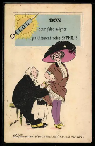 Künstler-AK Xavier Sager: Dame beim Arzt, Syphilis