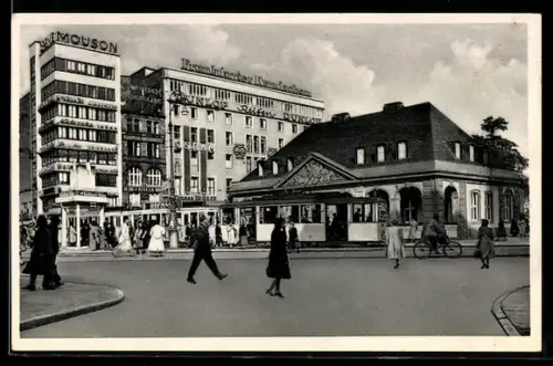 AK Frankfurt /Main, Strasse an der Hauptwache mit Strassenbahn und Passanten