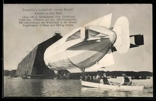 AK Einfahrt eines Luftschiffes in seine Halle