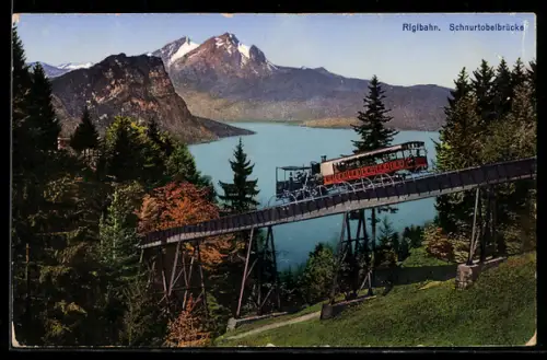 AK Rigibahn überquert Schnurtobelbrücke