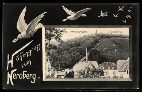 AK Wiesbaden, Ortsansicht vom Neroberg
