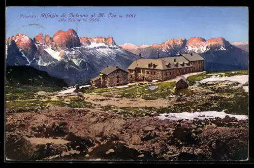 AK Rifugio di Bolzano, Blick auf die Berghütte