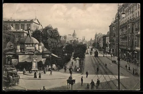 AK Hannover, Georgstrasse mit Cafe Kröpcke, Strassenbahn