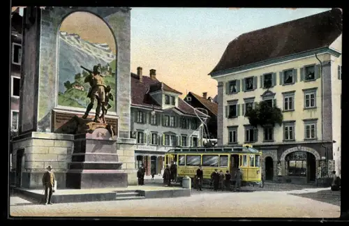 AK Altdorf, Strassenpartie mit Bierbrauerei, Telldenkmal und Strassenbahn