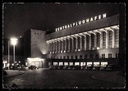 AK Berlin, Zentralflughafen Tempelhof bei Nacht