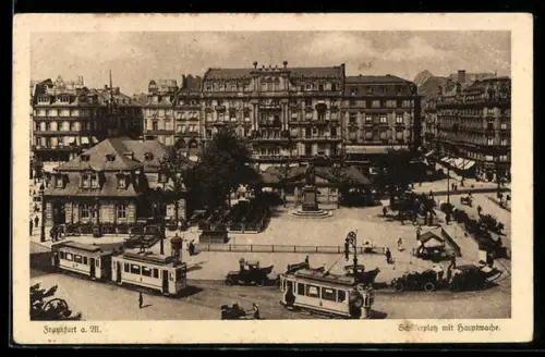 AK Frankfurt /Main, Schillerplatz mit Hauptwache, Strassenbahn