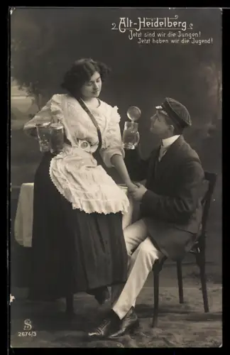 AK Operette Alt-Heidelberg, Student mit seiner Geliebten