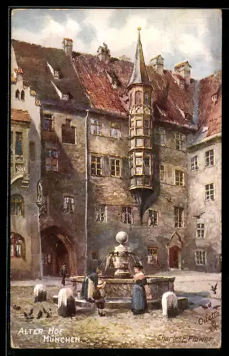 Künstler-AK Charles F. Flower: München, Der alte Hof
