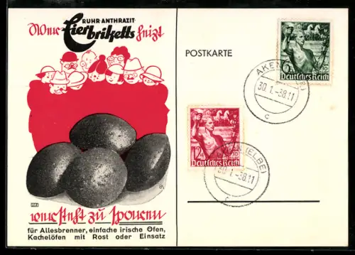 AK Reklame für Ruhr-Anthrazit Eier-Briketts