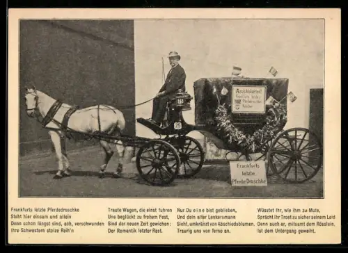AK Frankfurt, Die letzte Pferdekutsche der Stadt