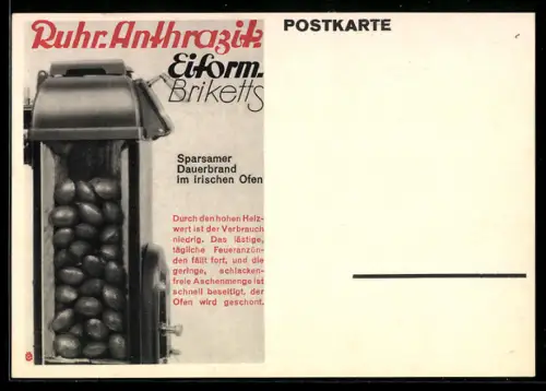 AK Ruhr-Anthrazit-Eiform-Briketts, Werbung
