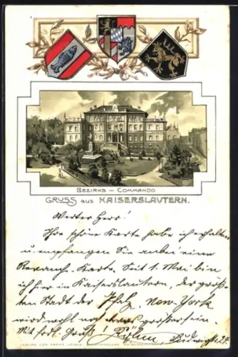 Passepartout-Lithographie Kaiserslautern, Bezirks-Commando, Wappen
