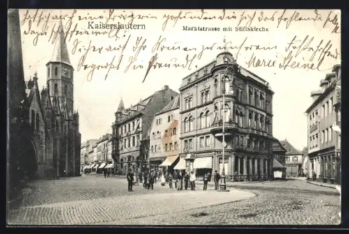 AK Kaiserslautern, Marktstrasse mit Stiftskirche