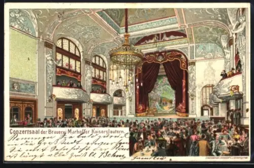Lithographie Kaiserslautern, Conzertsaal der Brauerei Marhoffer