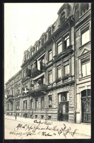 AK Mannheim, Haus Baumann von der Strasse gesehen