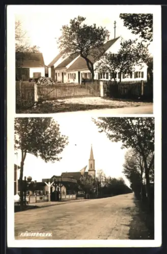 AK Königsbrunn, Shell Tankstelle mit Blick zur Kirche