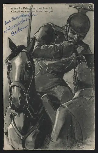 AK Ulane zündet sich eine Zigarre an