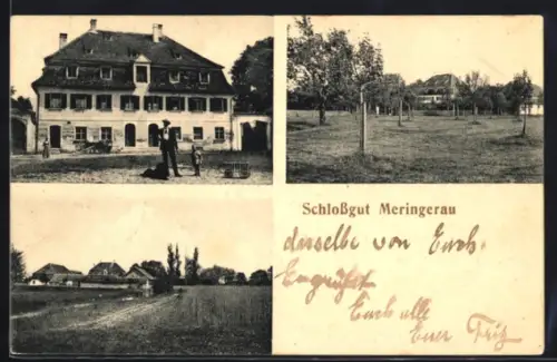 AK Haunstetten /Franken, Schlossgut Meringerau in der Aussenansicht und Parkanlage