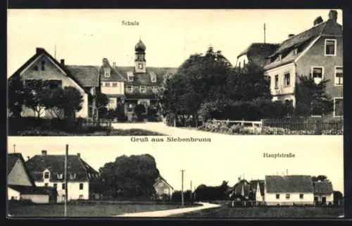 AK Siebenbrunn bei Augsburg, Schule und Partie an der Hauptstrasse