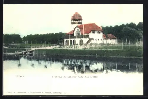 AK Lübeck, Bootshaus der Lübecker Ruder-Gesellschaft 1885