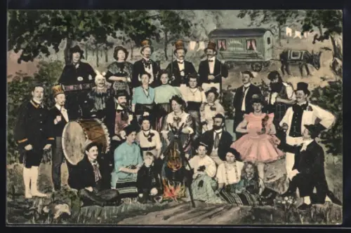 AK Lübeck, Künstler-Ensemble des Circus Prima Riegi auf dem Erntefest der Turnerschaft