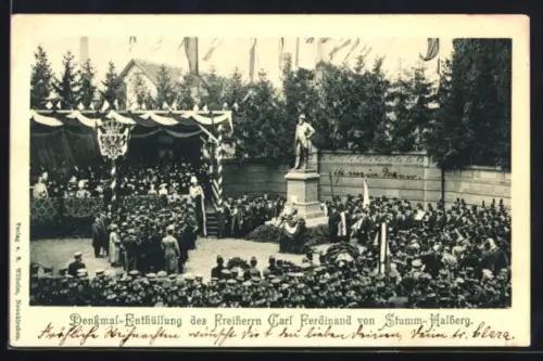 AK Neunkirchen /Saar, Denkmal-Enthüllung des Freiherrn Carl Ferdinand von Stumm-Halberg